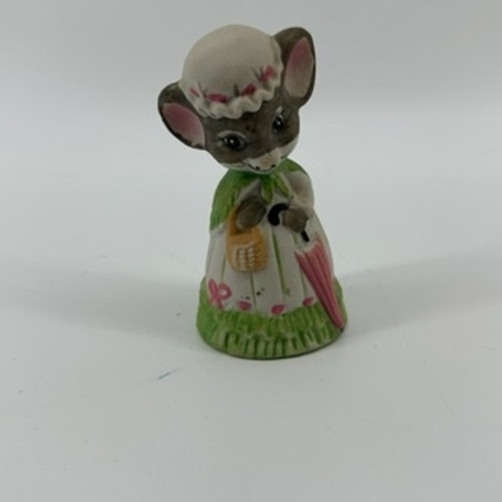 Vintage Jasco Mouse Figurine Bell Cottagecore Folk Art Collectible Decor‎